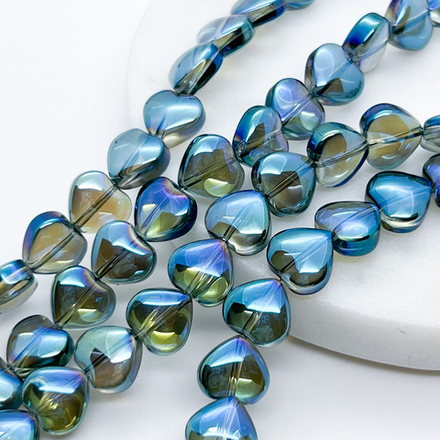 Бусина стекло Сердце, размер 9,5*10,3 мм, цена за набор 10 шт