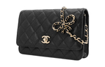 CHANEL Grain Litchi Grain Calfskin Shoulder Bag, Crossbody Bag, Wallet Women"s Black
