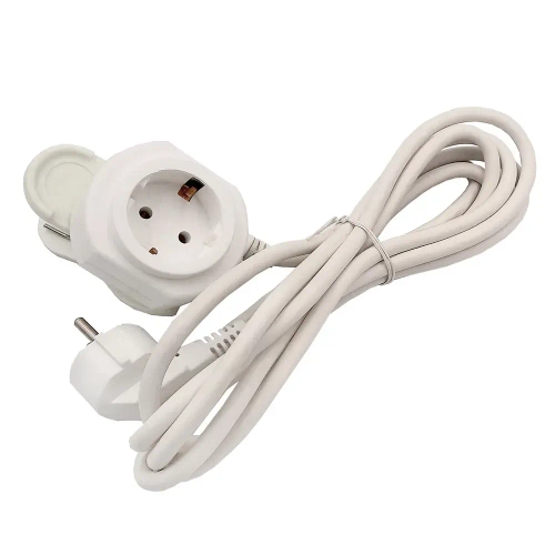 Удлинитель с прищепкой, длина шнура 3м., цвет белый