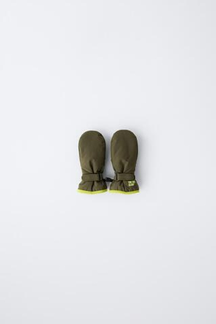 ZARA ВЕТРОЗАЩИТНЫЕ ВАРЕЖКИ SKI COLLECTION, ХАКИ