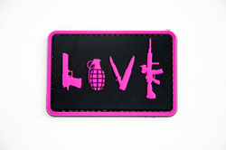 Шеврон Love Guns PVC. Чёрный с розовым