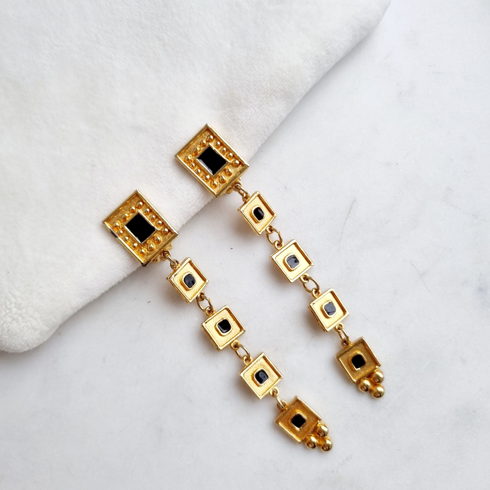 Клипсы длинные с эмалевыми вставками