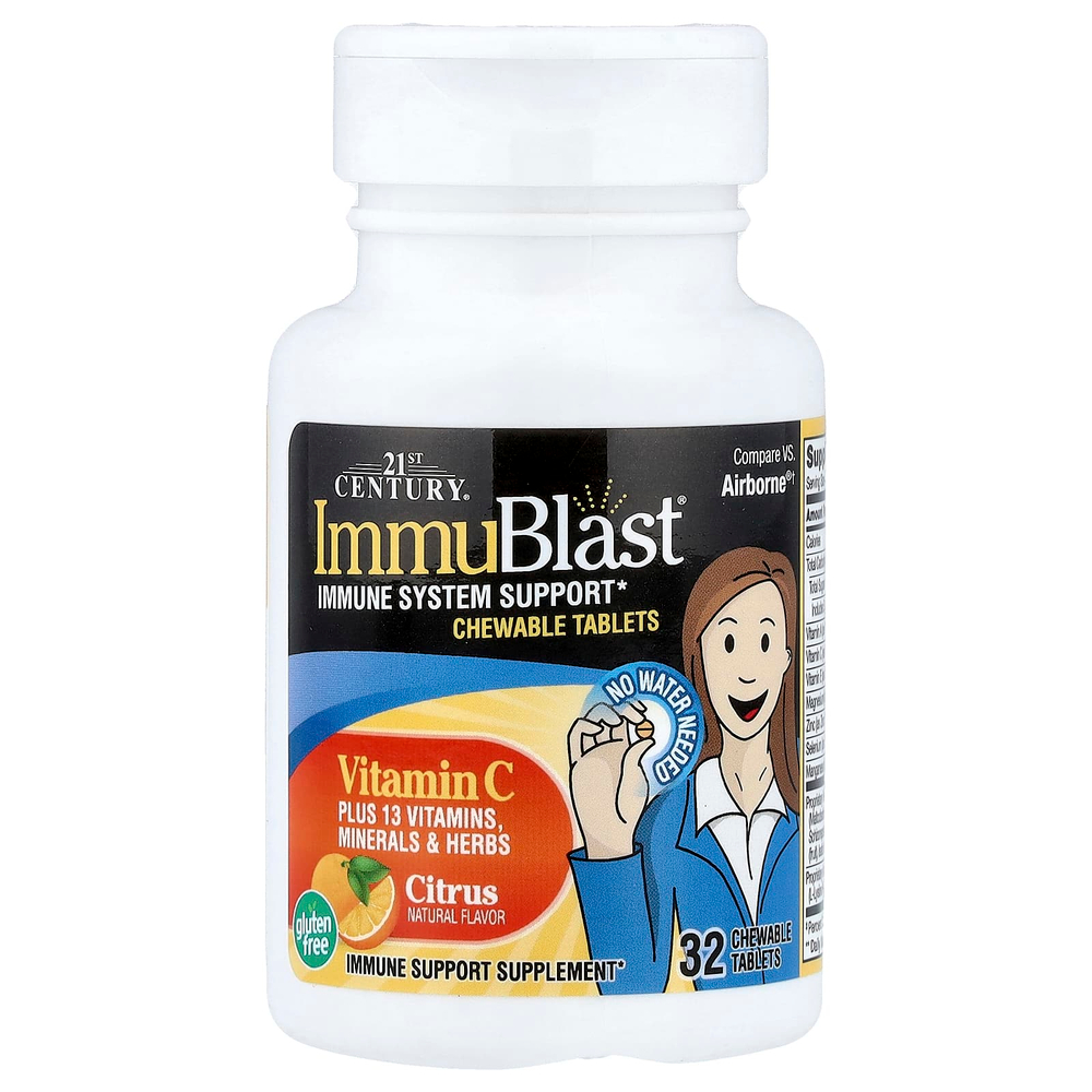 21st Century, ImmuBlast, витамин C, с цитрусовым вкусом, 32 жевательные таблетки