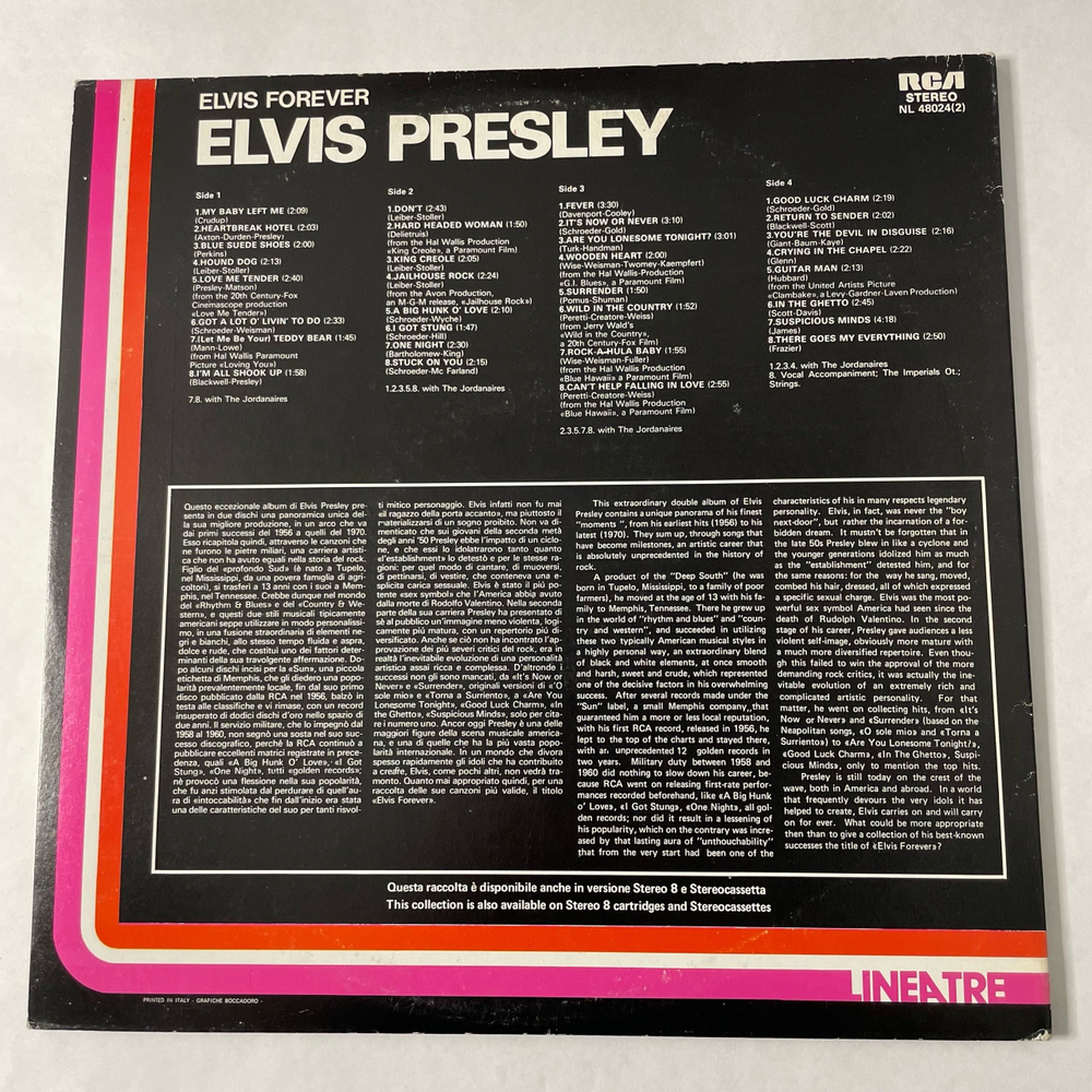 Винтажная виниловая пластинка LP Elvis Presley Элвис Пресли, Elvis Forever (Италия 1975)