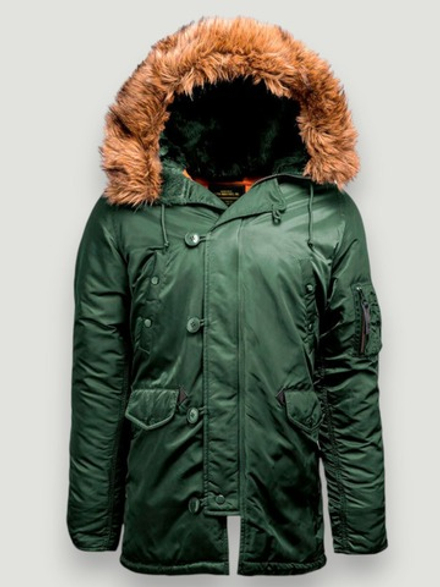 Куртка Аляска Alpha Slim Fit N-3B Parka (оливковая - s.green/orange)