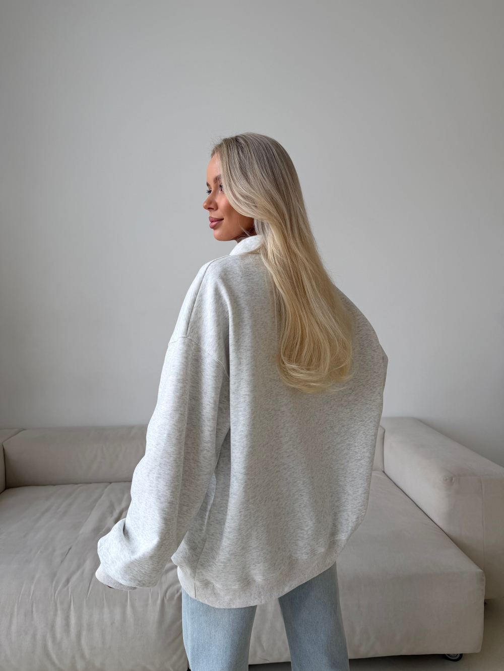 Худи с молнией Cats серый меланж