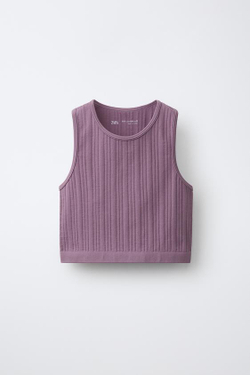 ZARA ТОП SEAMLESS, БЛЕДНО-РОЗОВЫЙ