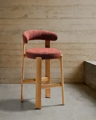 Барный стул Granite из терракотовой синели и ясеня с натуральной отделкой 75 см