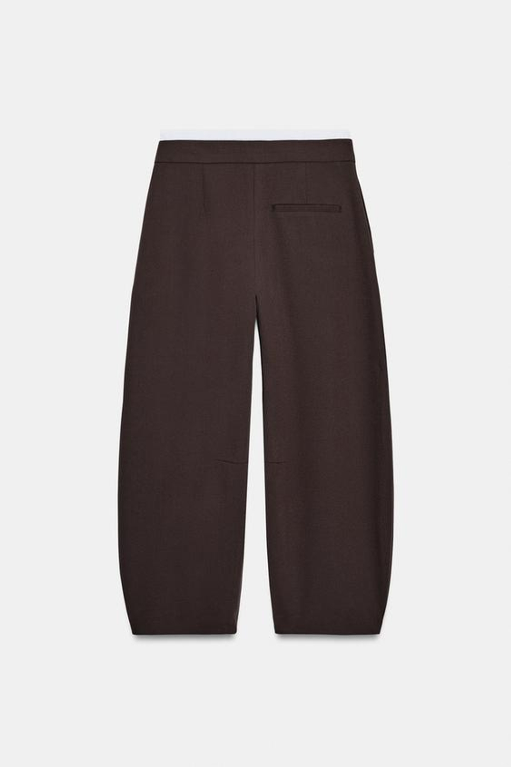 ZARA БРЮКИ-БАРРЕЛИ С ДВОЙНЫМ ПОЯСОМ, КОРИЧНЕВЫЙ