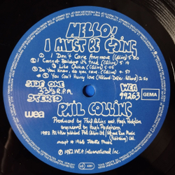 Винтажная виниловая пластинка LP Phil Collins Hello, I Must Be Going (Germany 1988) Like China