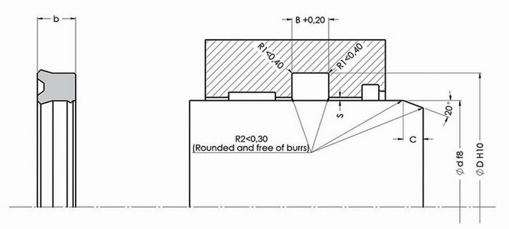 A167-075/3 PU Высокоэффективное U-образное штоковое уплотнение 75-85-10