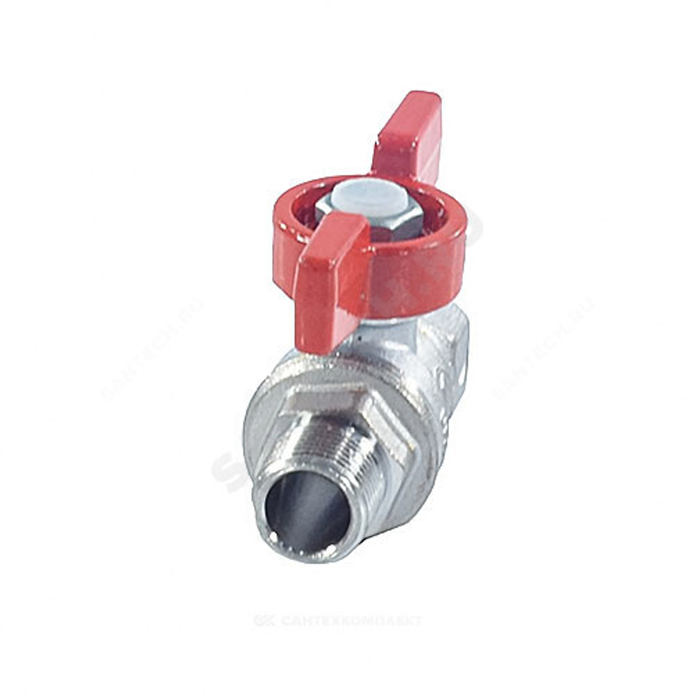 Кран шаровой латунь хром R254D Ду 32 Ру42 ВР/НР бабочка красная Giacomini R254X006