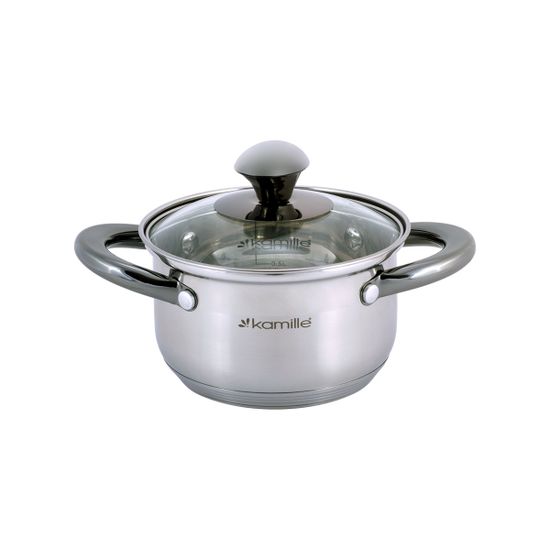 Набор кастрюль 6 предметов Kamille KM 4926  (1 л; 1,5 л; 2 л.) из нержавеющей стали с черными ручками