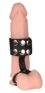 Чёрный поводок на пенис из натуральной кожи (Цвет: черный)