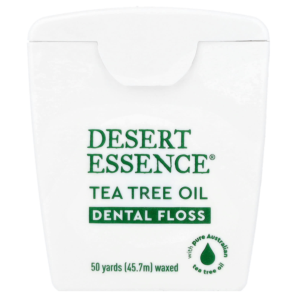 Desert Essence, Зубная нить с маслом чайного дерева, вощеная, 45,7 м (50 ярдов)