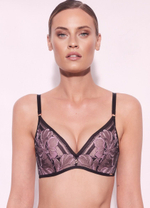 Супер пуш-ап бюстгальтер Glossy Iris с эффектом мерцания (Размер: 80D) (Цвет: черный с розовым)