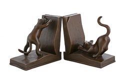 Держатели для книг "Читающие коты" коричневые