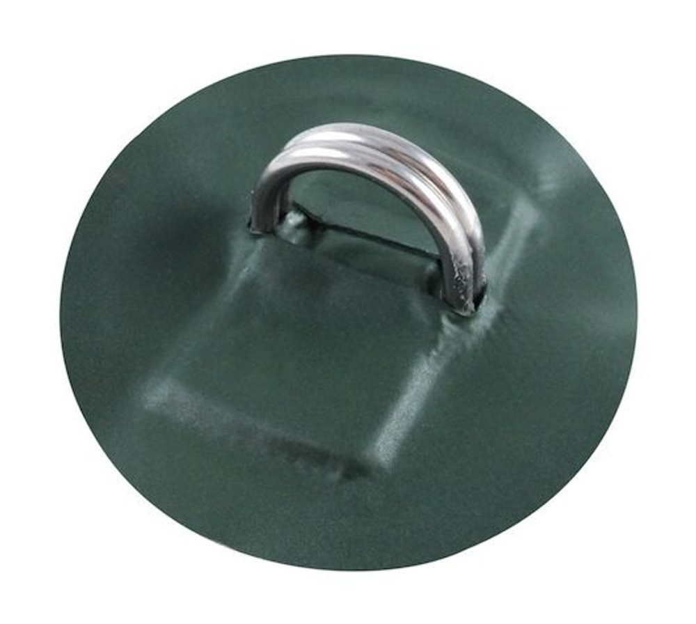 Кольцо D-образное двойное, малое, с зеленой накладкой