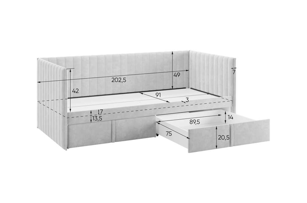 Кровать софа с ящиком Твикс 900*2000 (велюр) МФ Мебельсон, г. Ижевск