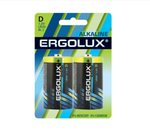 Батарейка LR 20-2BL Ergolux Alcaline (2шт/уп)