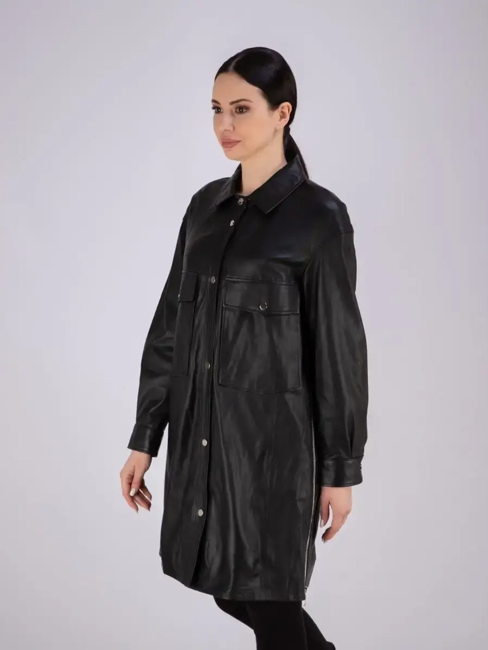 Плащ женский кожаный длинный Турция
