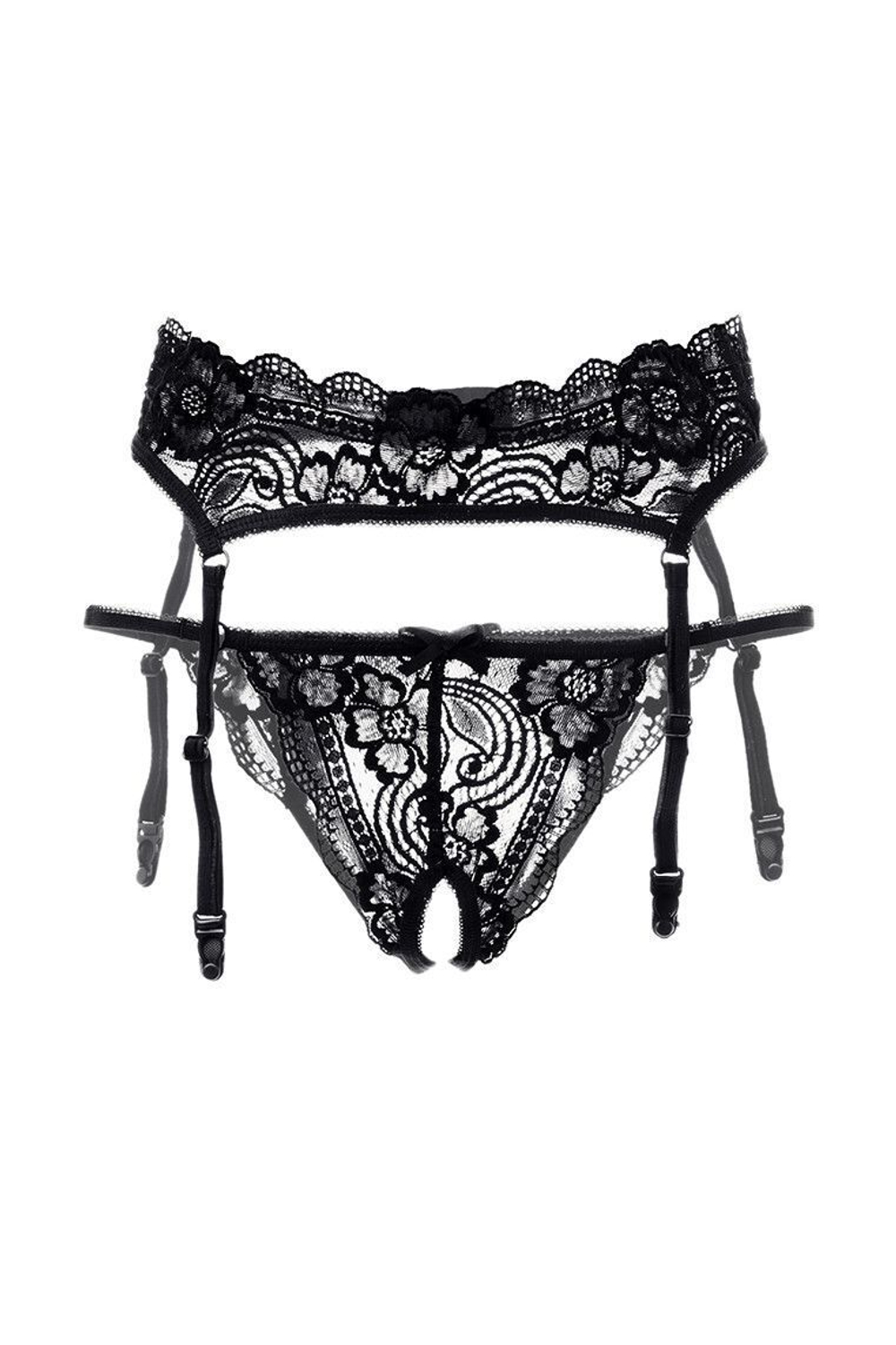 Кружевной пояс с пажами для чулок и трусики Deborah (Размер: 46-48) (Цвет: белый)