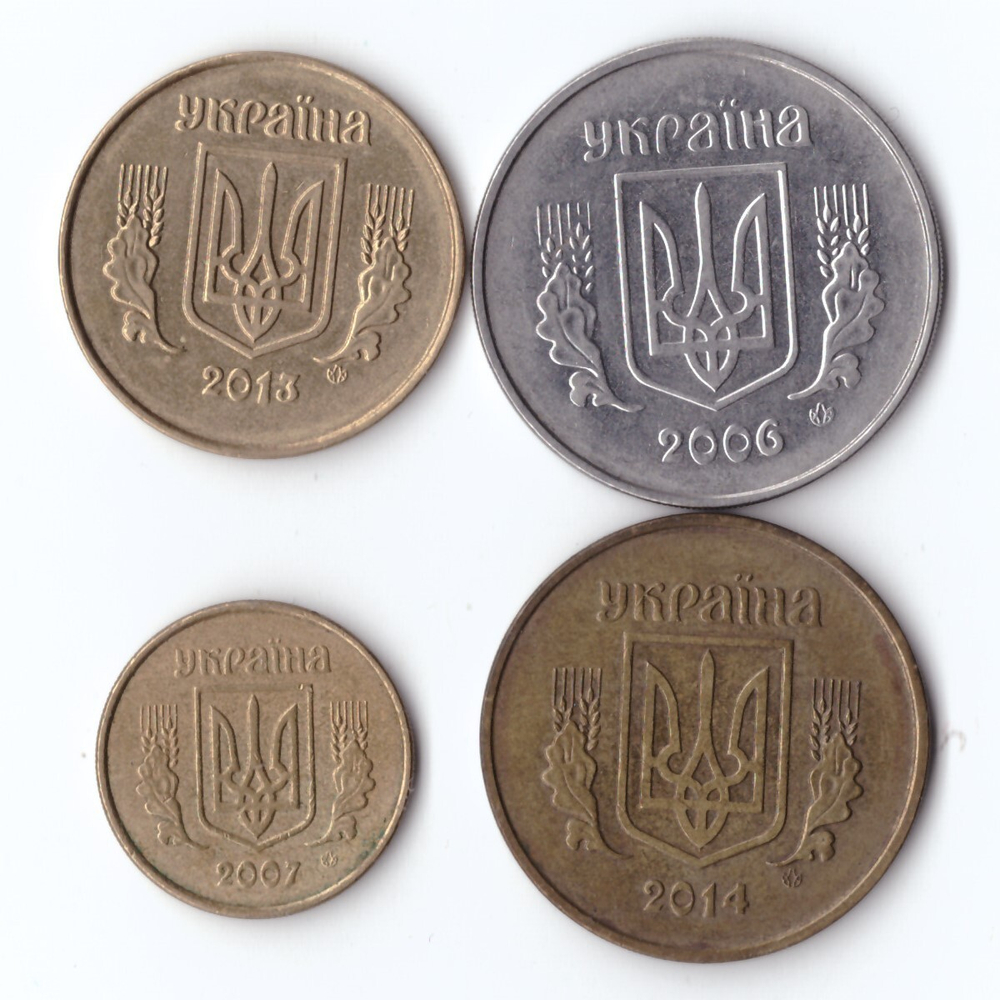Набор 4 монеты Украины 5 , 10, 25 , 50 копеек VF