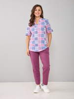 Блузка БЛ-122/сероголубой-розклетка