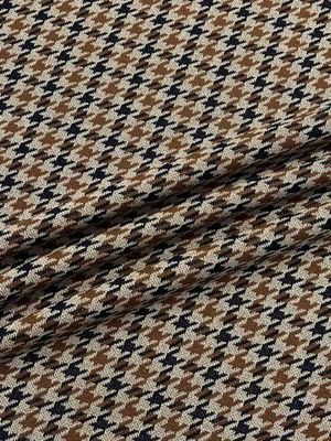 Трикотаж шерсть с п/а, люрексом и эластаном Dondi песочный с сине-коричневым пье-де-пуль