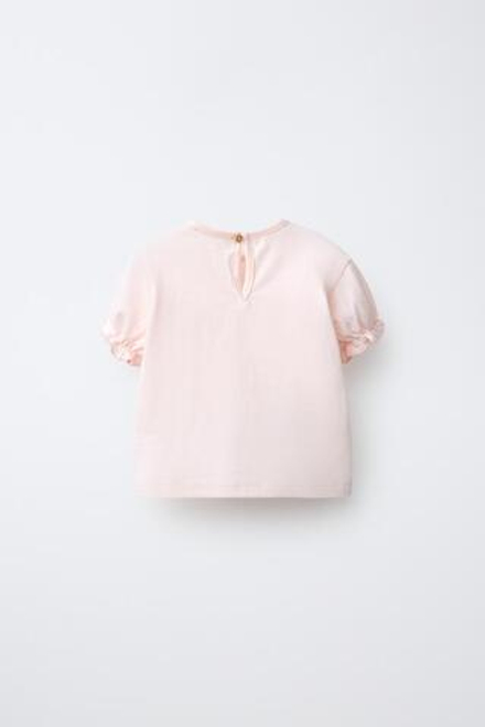 ZARA ФУТБОЛКА С ВЫШИВКОЙ «ЩЕНОК», РОЗОВЫЙ
