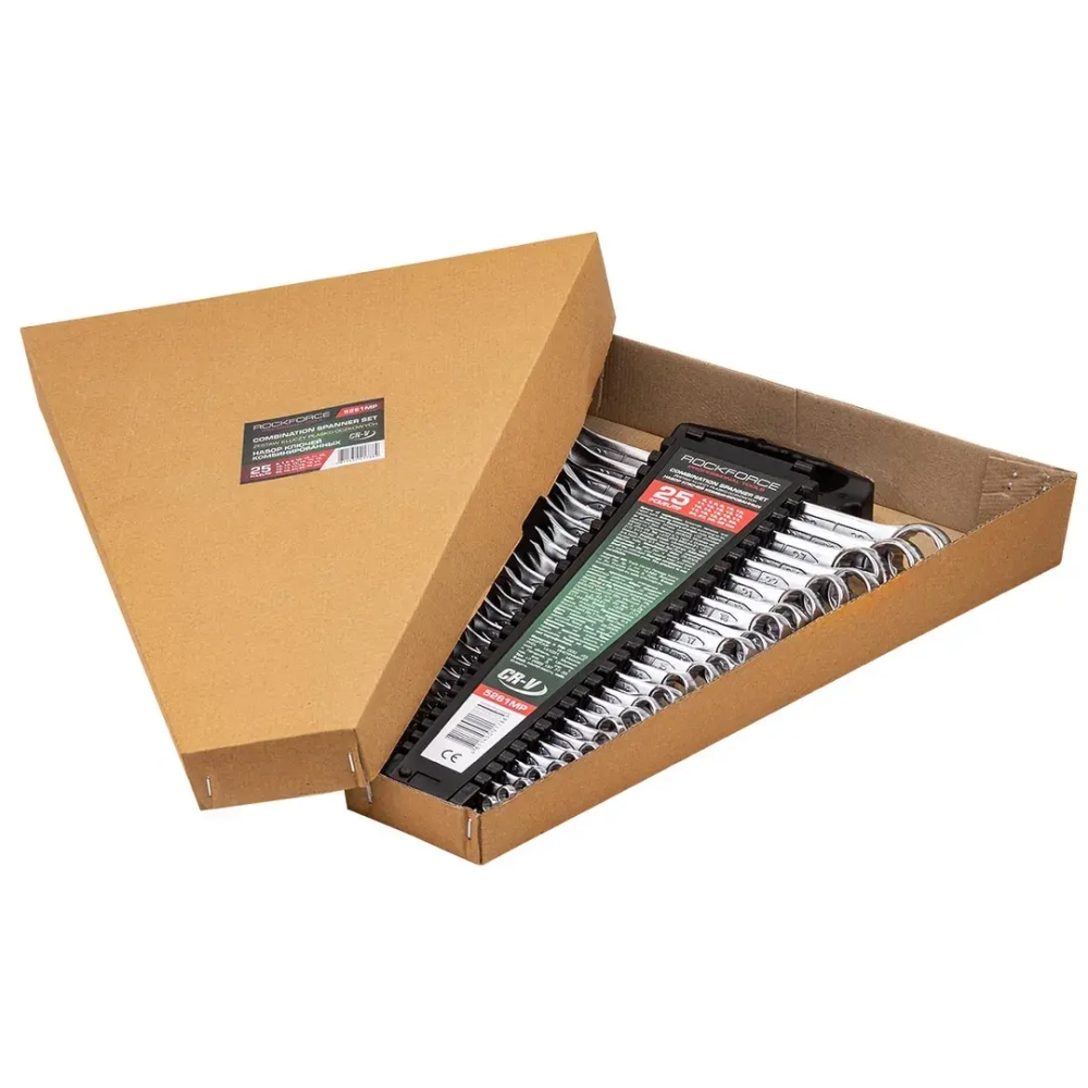 Набор ключей комбинированных 25пр.(6,7,8,9,10-2шт,11,12-2шт,13-2шт,14-2шт,15,16,17-2шт,18,19,21,22,24,27,30,32мм),в пластиковом держателе RockForce##Rock FORCE RF-5261MP