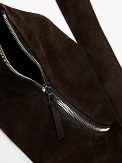 Massimo Dutti Сумка среднего размера из замши, коричневый