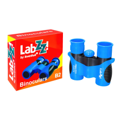 Бинокль Levenhuk LabZZ B2 Blue Wave— упаковка и бинокль
