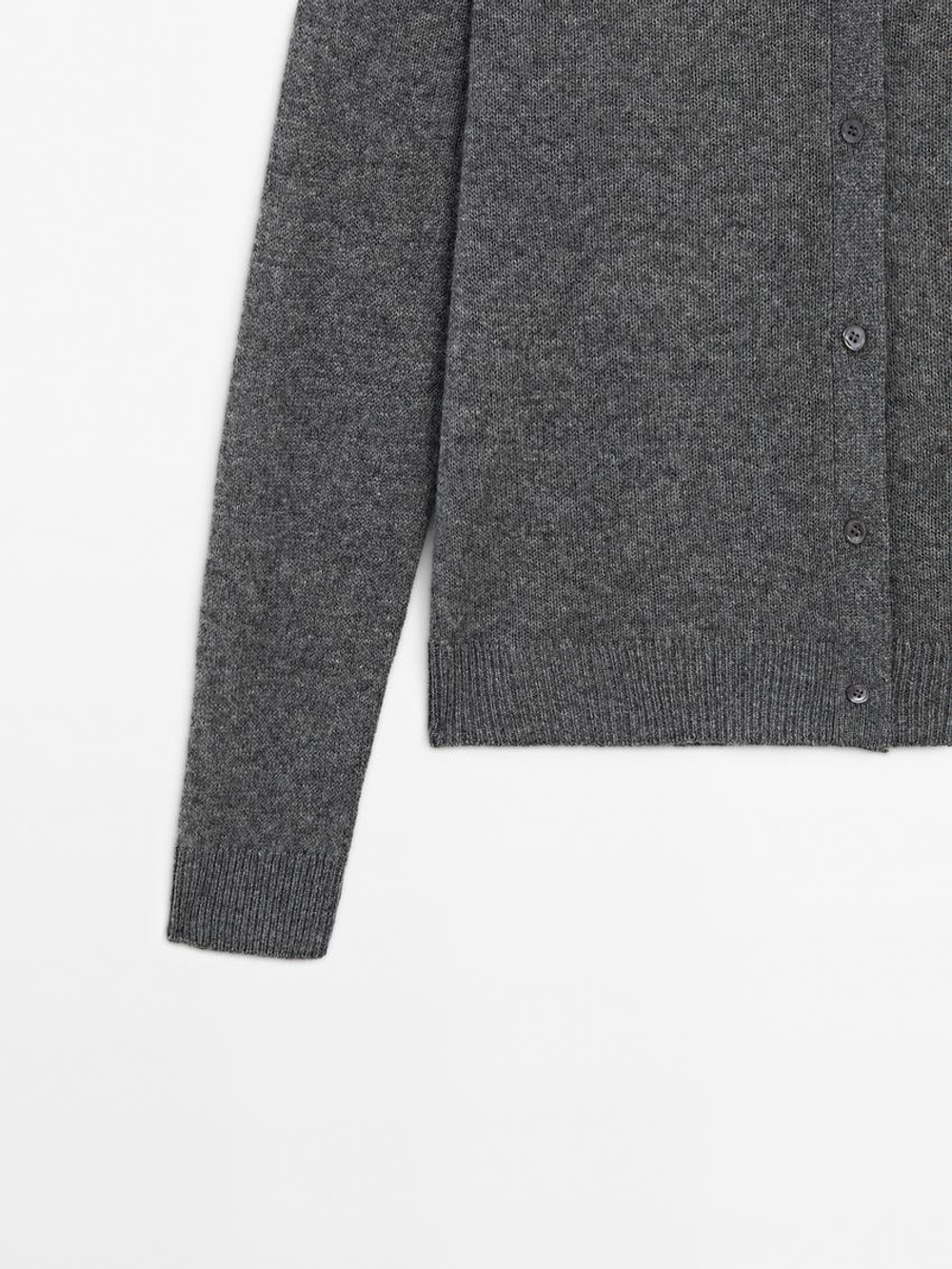 Massimo Dutti Кардиган из 100% кашемира, серый меланж