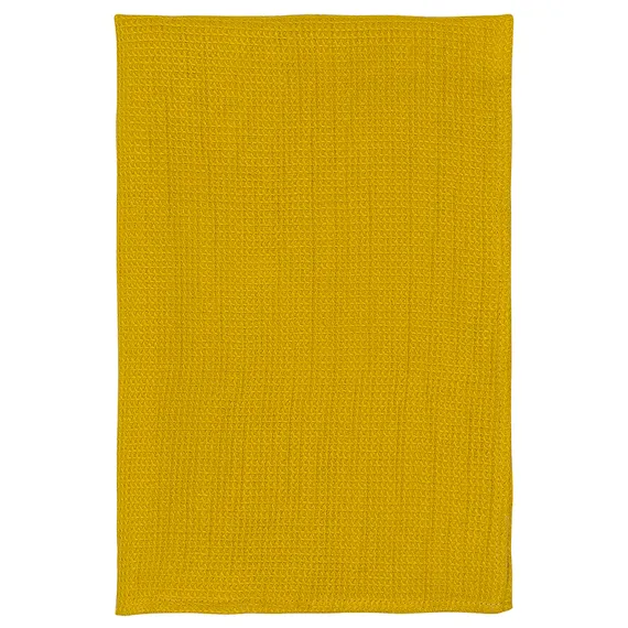 Набор из двух вафельных полотенец изо льна горчичного цвета из коллекции essential, 50х70 см