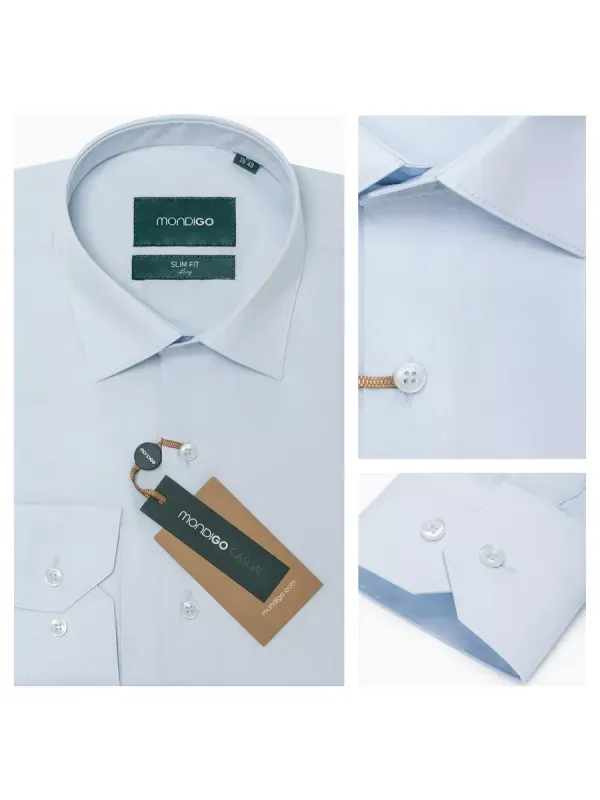 Рубашка на высокий рост LONG SLIM FIT с длинным рукавом, светло-голубая