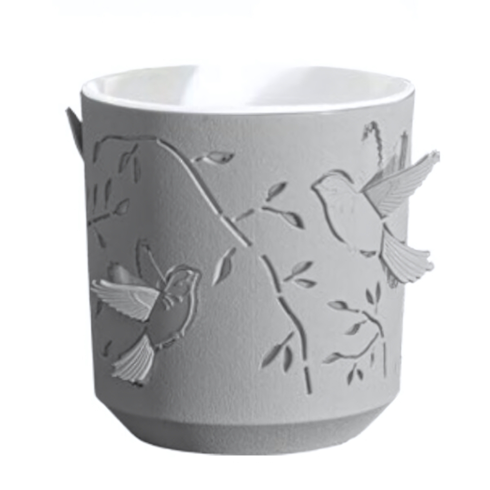 Кашпо "Колибри" (1,25л) Цв. Серый жемчуг/Белый