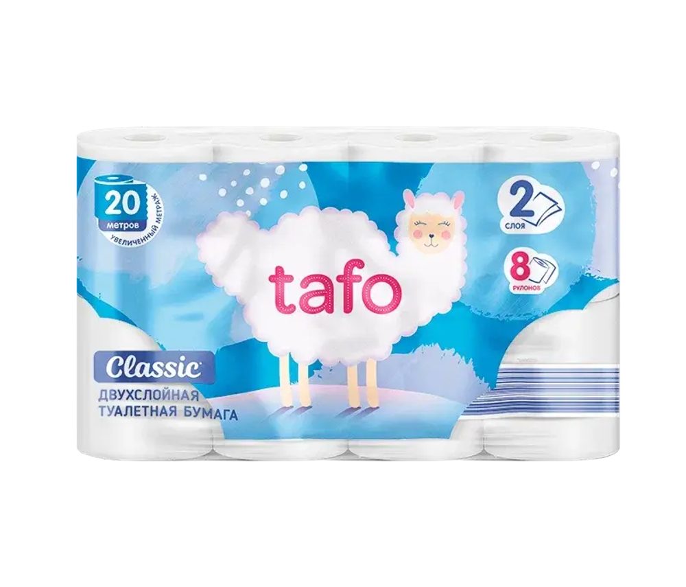 Т/б Тафо классик белая 2 слойная 8 рулона