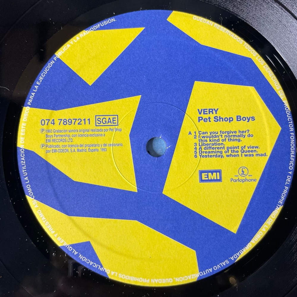 Винтажная виниловая пластинка LP Pet Shop Boys Very (Испания 1993)