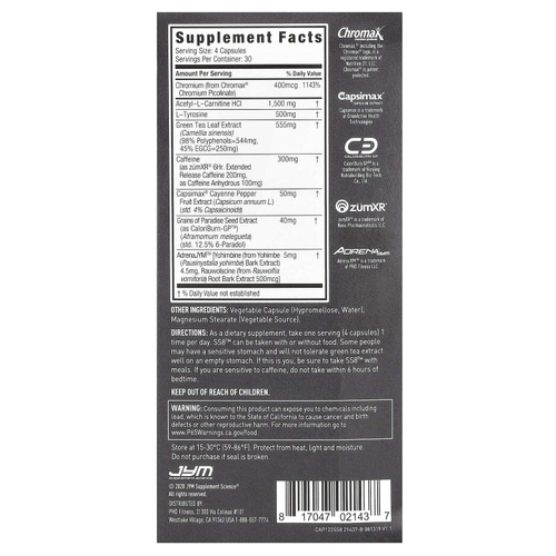 JYM Supplement Science, SS8 Advanced Fat Burner, улучшенный сжигатель жира, 120 вегетарианских капсул