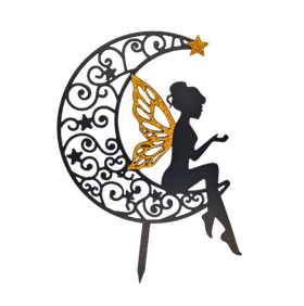 Топпер Фея на месяце. Акрил+блестки, цвет МИКС 13х13 см.