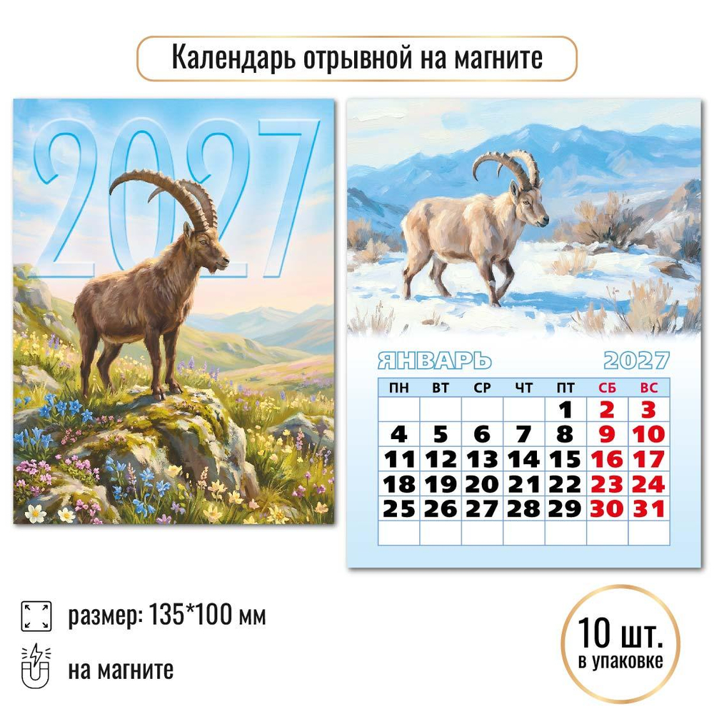 Календарь отрывной на магните 2027 "Символ года" 10333 (Квадра)
