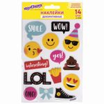 Наклейки из EVA "Смайлики", 14 штук, ассорти, 13х21 см, ЮНЛАНДИЯ, 662683