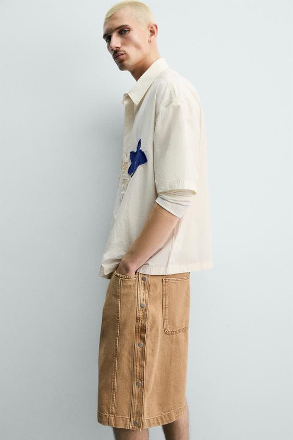 ZARA ШОРТЫ BAGGY FIT С ПУГОВИЦАМИ, РЫЖЕВАТО-КОРИЧНЕВЫЙ