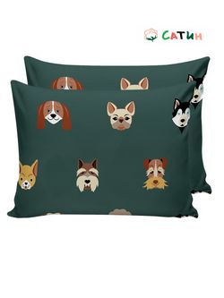 Наволочка комплект 2шт Milky Garden "Dogs (сатин)" 40х60 см