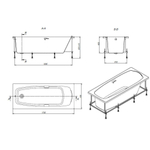 ВАННА АКРИЛОВАЯ ROCA SURESTE 170X70 в комплекте сифон, каркас