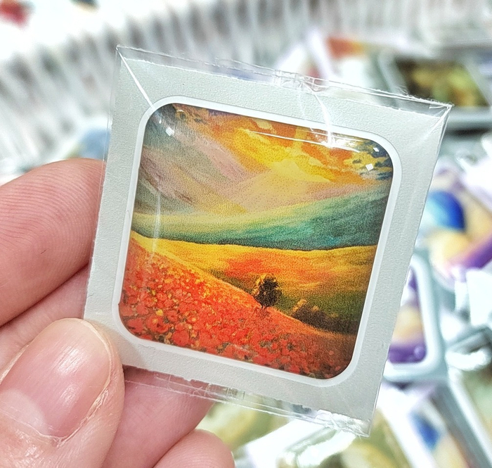 Объемная наклейка Маковое поле