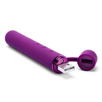 Фиолетовый мини-вибратор 11,9см с текстурированной насадкой Le Wand Baton Purple LW-015-CHR