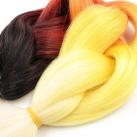 Канекалон 4-цветный 100гр 130см D01 черно красно желто белый