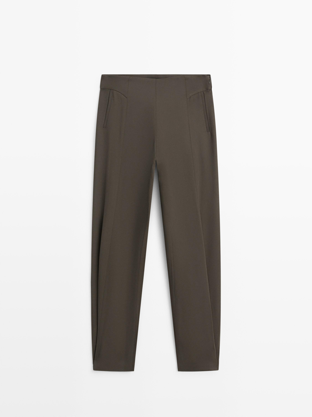 Massimo Dutti Свободные брюки-саруэль, серо-зеленый